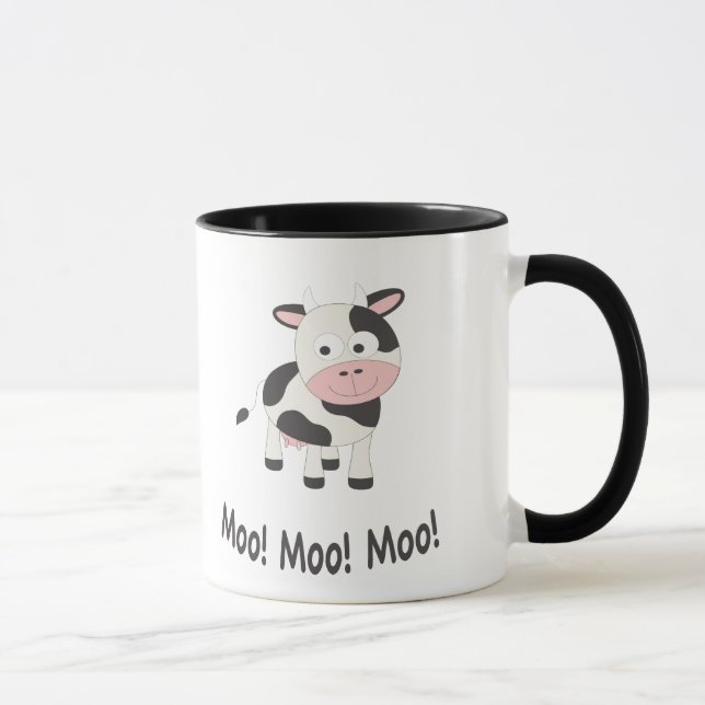 Moo Moo Moo Cute Tecknad Cow Mugg (Höger)