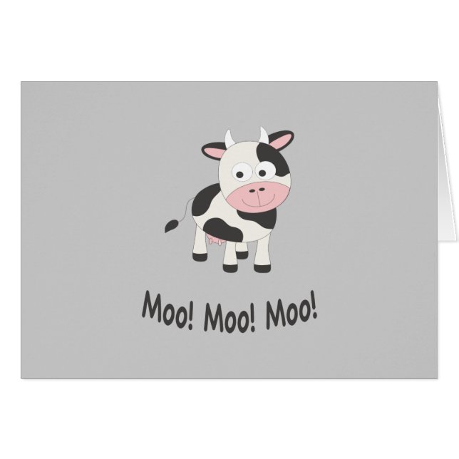 Moo Moo Moo Cute Tecknad Cow OBS Kort (Framsidan Horizontal)