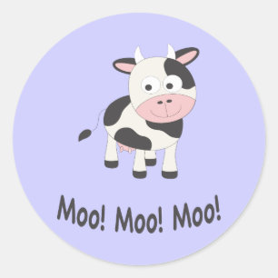Moo Moo Moo Cute Tecknad Cow Runt Klistermärke