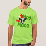 Moo Moo Moo jultomten Cow T-Shirt<br><div class="desc">Moo Moo Moo Funny jul Cow T-Shirt. Förbluffa dina vänner med den här roliga kon med röd tomthatt och texten "Moo Moo Moo" rolig julskjorta i party. Den här underbara, roliga julkon med röd tomteskjorta är fullt anpassade, lägg till era texter och bilder! En underbar och humoristisk ko pun Ho...</div>