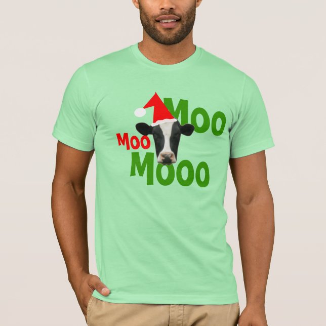 Moo Moo Moo jultomten Cow T-Shirt (Framsida)
