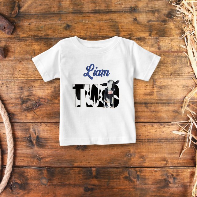 Moo moocosvart och blå söt ko-födelsedagsfest t shirt (Skapare uppladdad)