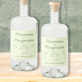 Moo Moos & Margaritas Handskriftlig Bachelorette Spritflaskor Etikett