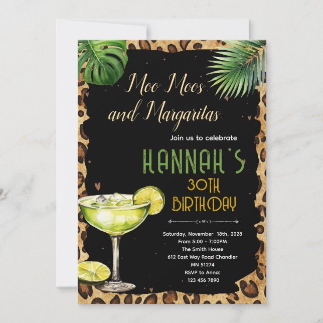 Moo Moos och Margaritas festinbjudan Inbjudningar (Framsida)
