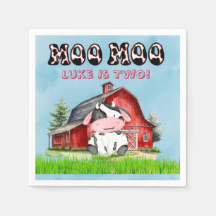 Moo Namn är två Barns födelsedag Party Pappersservett