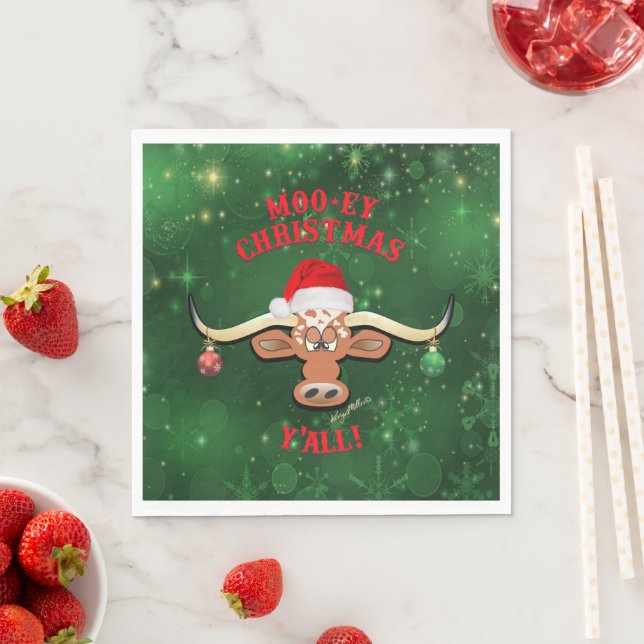 "MOO-ögt jul,  Longhorn Oxe Pappersservett (Insitu)