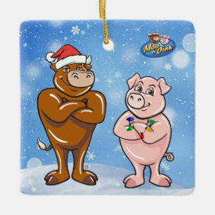 Moo & Oink-julprydnad Julgransprydnad Keramik