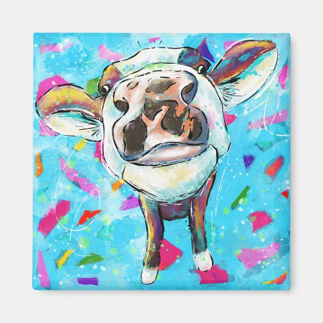 Moo-rific Doodle Bläck Cow Magnet (Framsidan)