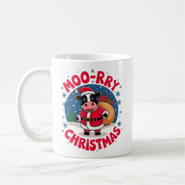 Moo-rry Christmas Funny Cow Santa Christmas Kaffemugg