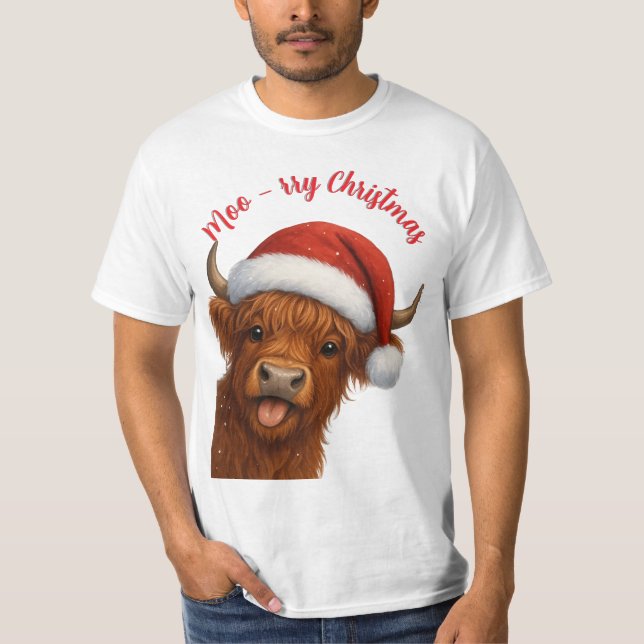 Moo-rry ChristmasT-Shirt T Shirt (Framsida)