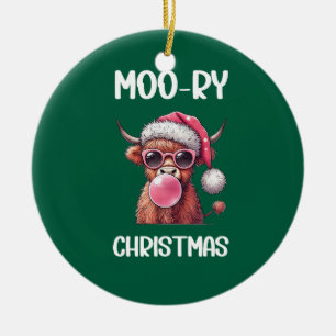 Moo-ry-jul Scottish Higland Cow Julgransprydnad Keramik