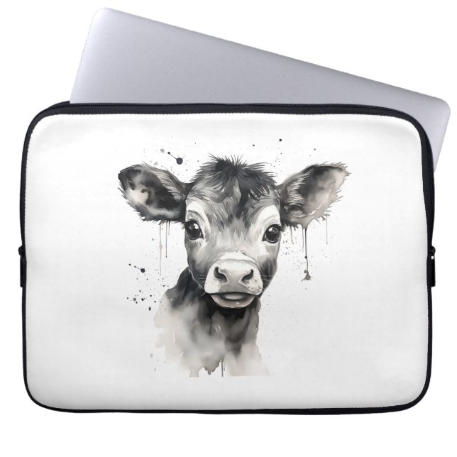 🔌 "Moo-Tech" Cow Print Electronics Bag 💻 🔌 Laptop Fodral (Framsidan)