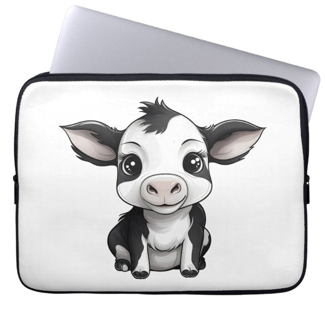 🔌 "Moo-Tech" Cow Print Electronics Bag 💻 🔌 Laptop Fodral (Framsidan)