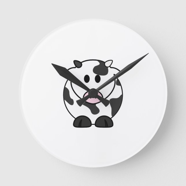 Moo Time – Cute Cow Wall Clock Rund Klocka (Framsida)