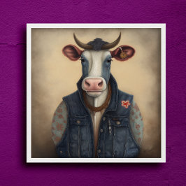Moo-Tique Denim - Finny ko i en Poster kostym