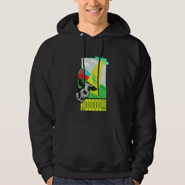 Moo UFO Roligt Skämt Hoodie (Framsida)