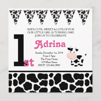 Moo-velous 1:a födelsedagsinbjudan inbjudningar