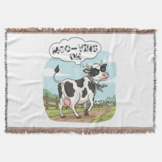 "Moo-ving On" Cow - Funny & Stylish Farm Humor! Filt
