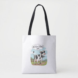 "Moo-ving On" Cow - Funny & Stylish Farm Humor! Tygkasse