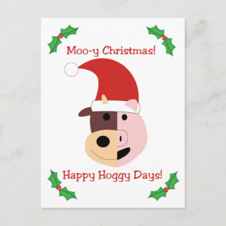 Moo-y-julen och Lycklig Hoggy-dagarna! Helg Vykort