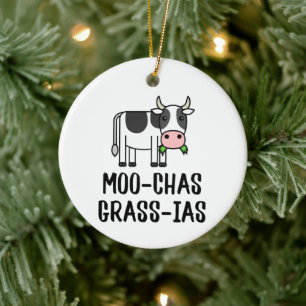 Moochas Grass-ias, Muchas Gracias ger Calf Cow Julgransprydnad Keramik
