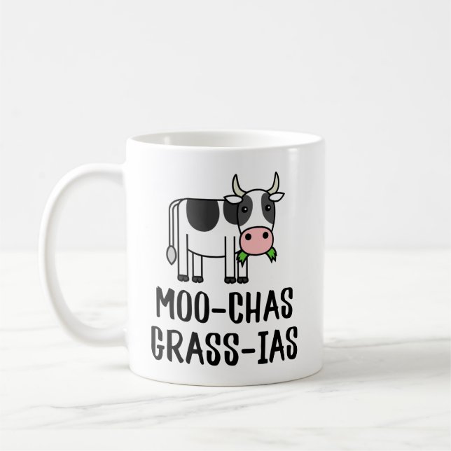 Moochas Grass-ias, Muchas Gracias ger Calf Cow Kaffemugg (Vänster)