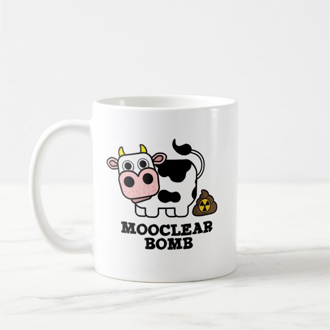 Mooclear Bomb Funny Cow Pun Kaffemugg (Vänster)