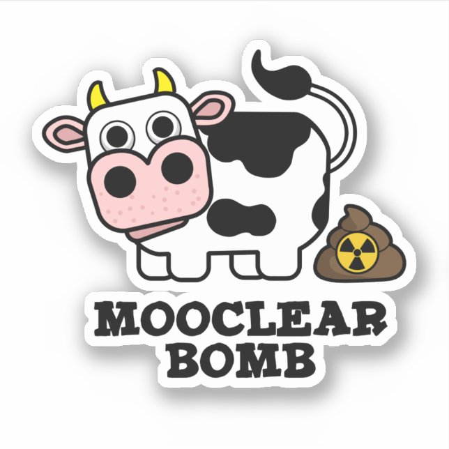 Mooclear Bomb Funny Cow Pun Klistermärken (Framsida)