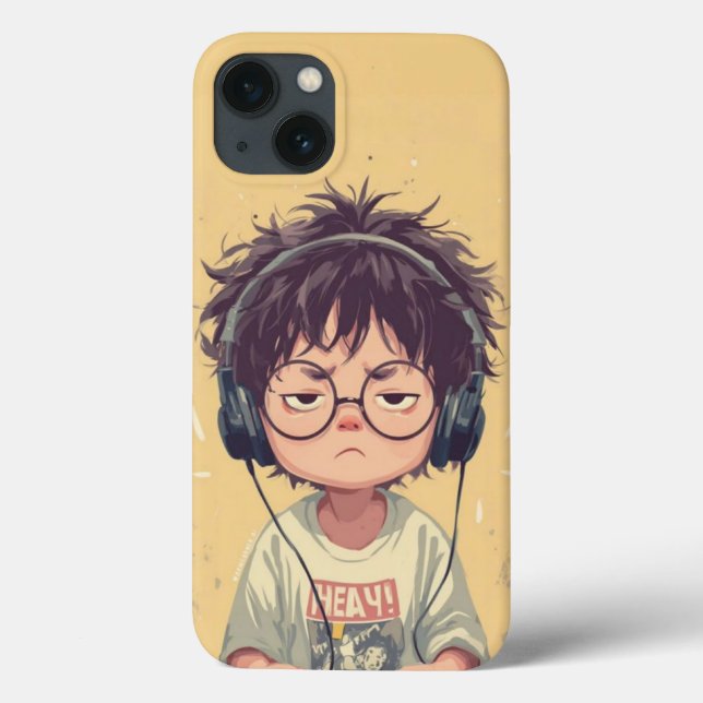 Mood: Bored Boy with Headphones Case (Baksida)
