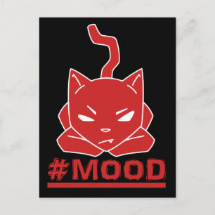 #MOOD Cat Red Logotyp Illustration Vykort