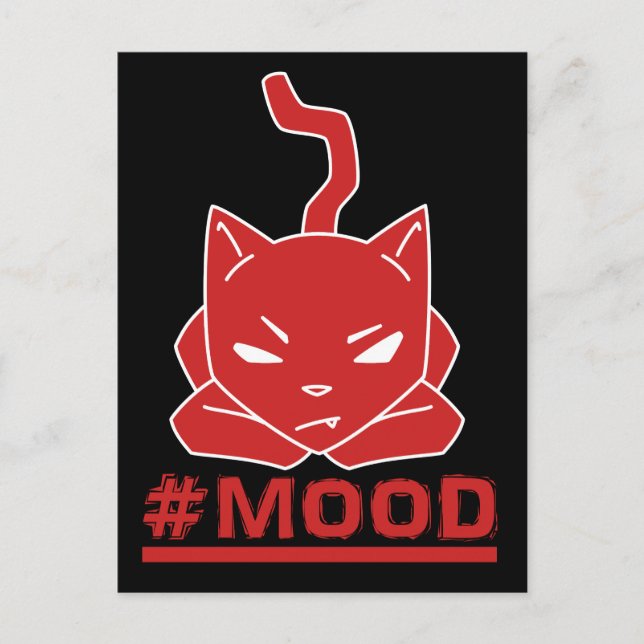 #MOOD Cat Red Logotyp Illustration Vykort (Framsida)