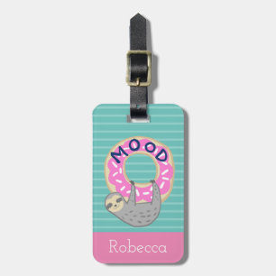 Mood Cute Sloth & Rosa Sprinkled Donut Bagagebricka