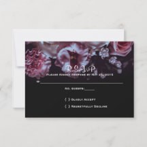 Mood Floral och Svart Bröllops RSVP