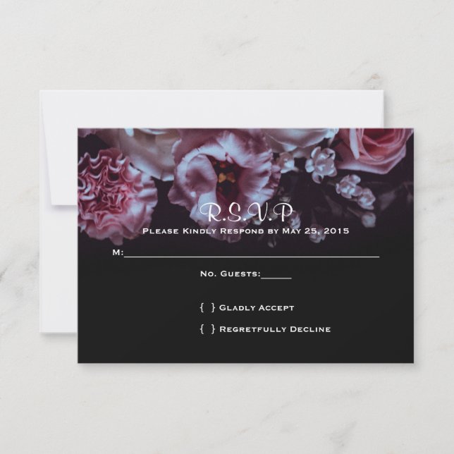 Mood Floral och Svart Bröllopsanmälan OSA Kort (Framsida)