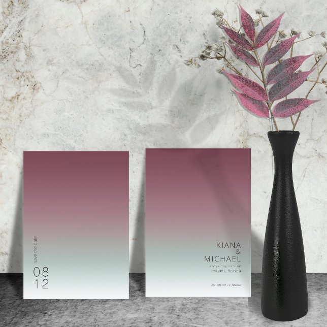 Mood Gradient Bröllop Burgundy Mist ID741 Spara Datumet (Skapare uppladdad)