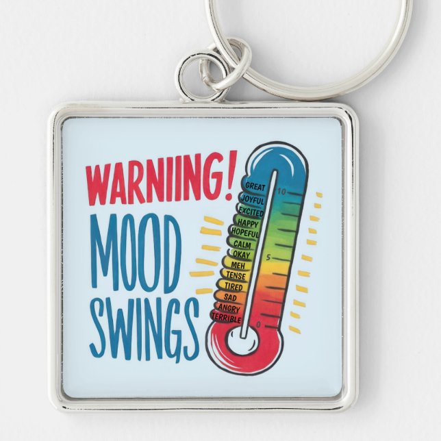 Mood Meter Fyrkantig Silverfärgad Nyckelring (Framsidan)