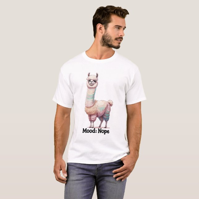 Mood: NOPE - Funny Sassy Llama T Shirt (Hel framsida)