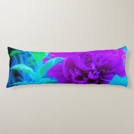 Mood Purple Peony med vacker lövverk Kroppskudde