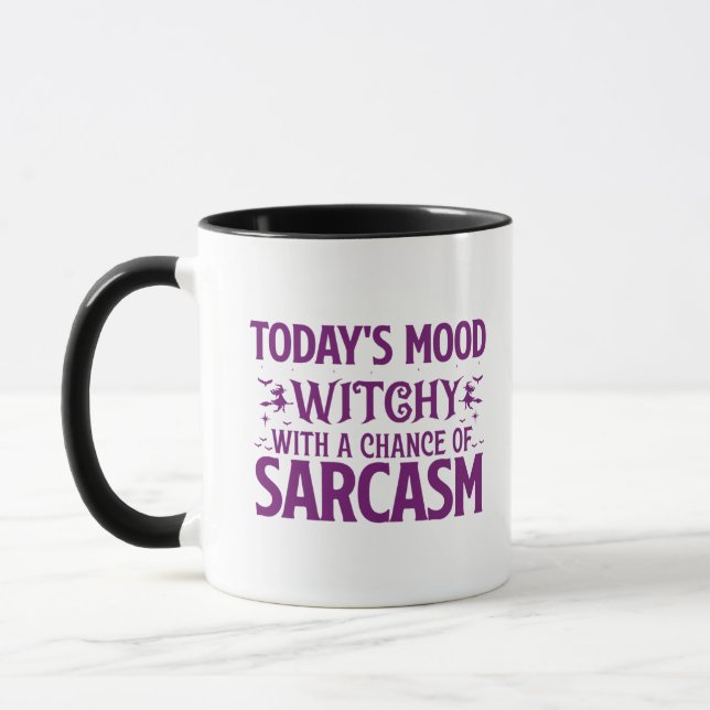 Mood Witchy with a Chance of Sarcasm Halloween Mugg (Vänster)