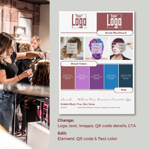 Moodboard Card för hårStylist - varumärkes identit Inbjudningar