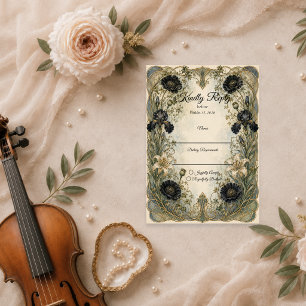 Moodfull Art Nouveau Botanisk Elegans Bröllop OSA Kort