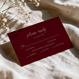 Moodfull Burgunder Dammig Ros Minimal RSVP-kort Tilläggskort