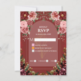 Moodfull burgunder och dammig rosa bröllops-RSVP-k Inbjudningar