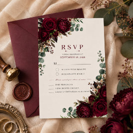 Moodfull burgunderfärgad blomsterbröllop RSVP-kort OSA Kort