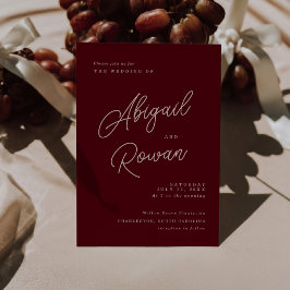 Moodfull Burgundy Damminst Rosa Minimal Bröllop Inbjudningar