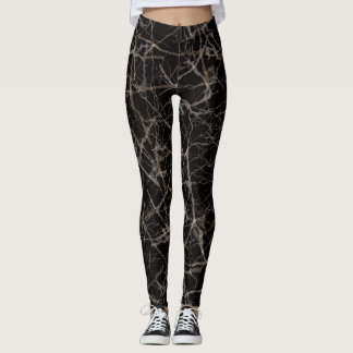 Moodfull Elegant Svart Marmor & Sten Textur Leggings