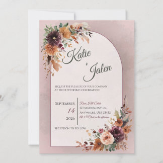 Moodfull höstblommig bröllopsinbjudan inbjudningar