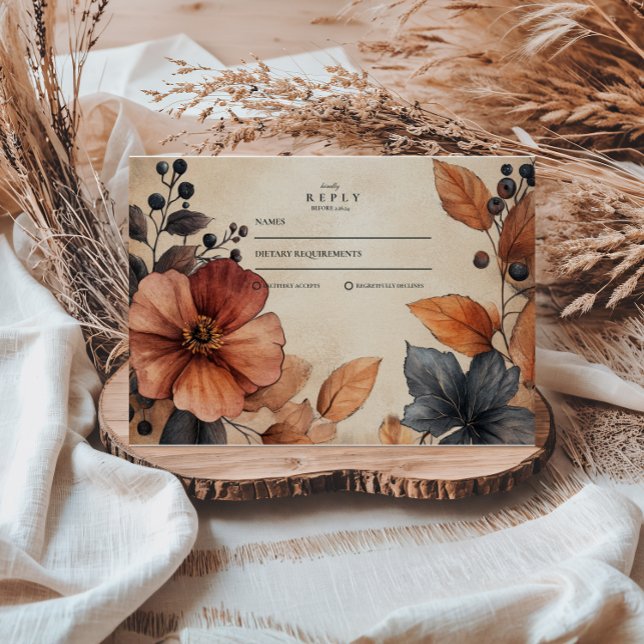 Moodfull höstblommig bröllopsstil i vintage OSA kort (Skapare uppladdad)