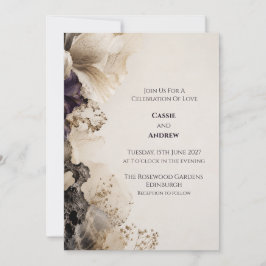 Moodfull lila abstrakt blomsterbröllopsinbjudan inbjudningar