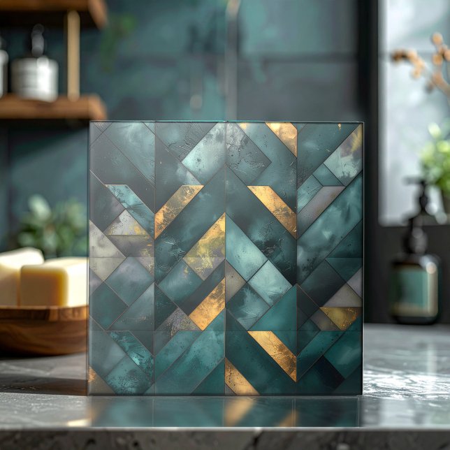 Moodfull Modern Mosaik Mörkgrön Guld ID1185 Kakelplatta (Skapare uppladdad)